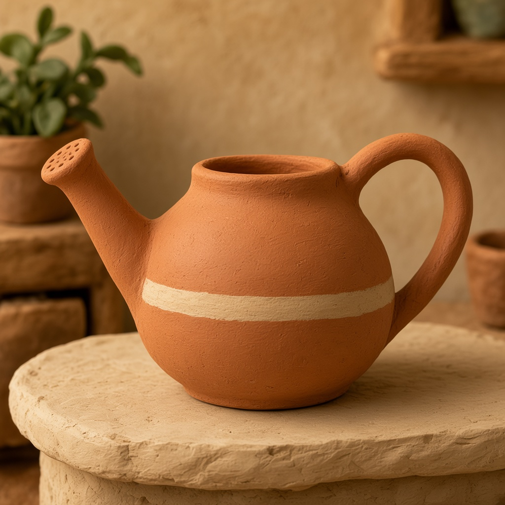 The same watering can rebuilt as a handmade clay model; illustrative Clay restyle example